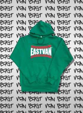East Van White/Red Bar Green Pouch Hoodie